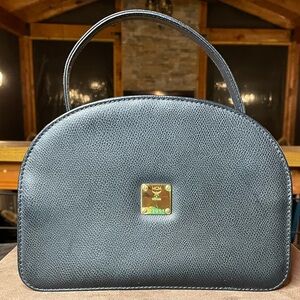 MCM black leather dome bag